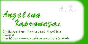 angelina kapronczai business card